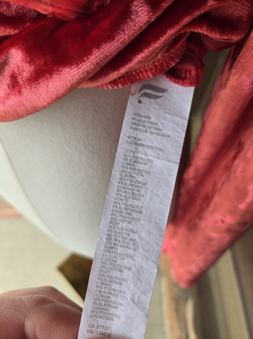 Fabletics Red Crushed Velvet Zip-Up Hoodie – Women’s XS NWOT - Picture 8 of 17